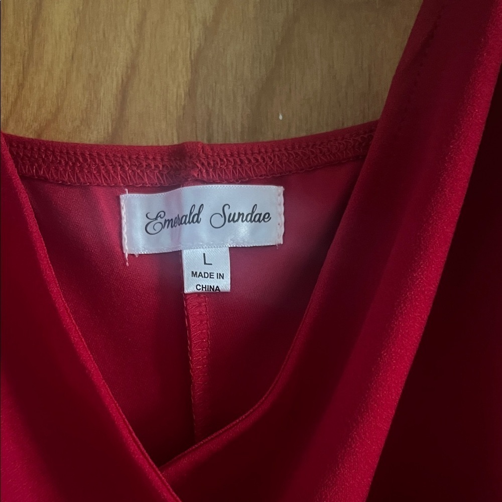 Emerald Sundae Vibrant Red V-Neck Dress - Picture 2 of 7